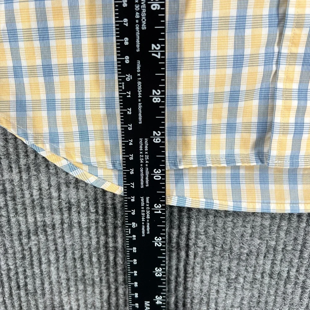 Banana Republic Shirt Mens Medium Yellow Blue Plaid‎ Button Up Tailored Fit